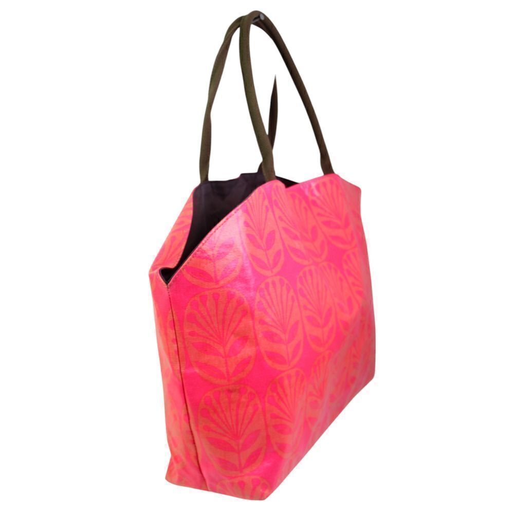 LARGE Sigrid Olsen COATED PINK COTTON BLEND SHOULDER BAG HANDBAG TOTE CARRY ON - Picture 2 of 14